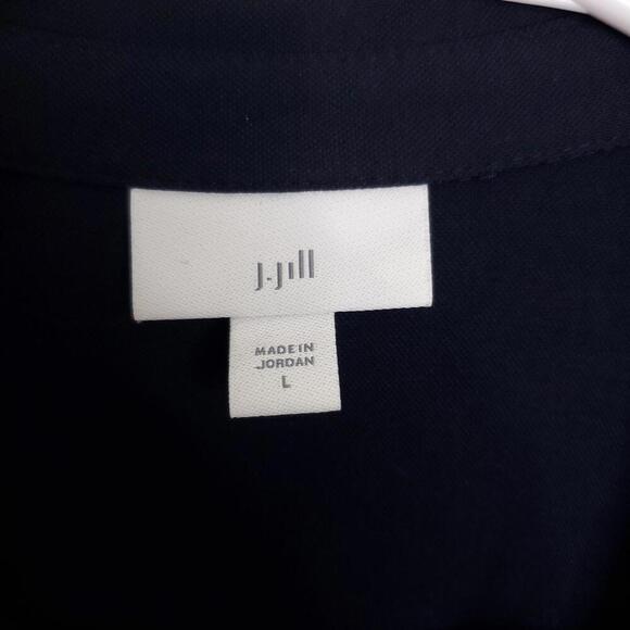 J Jill Top Womens Large Button Front Navy Stretchy Longline Tunic Casual - Picture 5 of 9